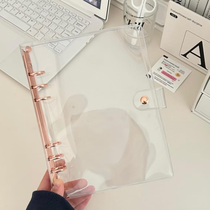 SICCOMA A5 6-Ring Binder Cover for Loose Leaf PVC Clear A5 Planner Cover Notebook Binder Refillable Notebook Shell (6.7”x9.2”) for 6-Ring Planner Pages (Inner Paper Not Included) - Image 5