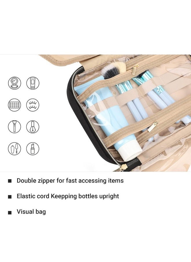 INOVERA (LABEL) INOVERA (LABEL) Toiletry Bag For Travel - Foldable Cosmetic Makeup Accessories Bags - Hanging Toiletries Storage Organizer Kit, 8.5 Cm, One Size, Black  - Image 3