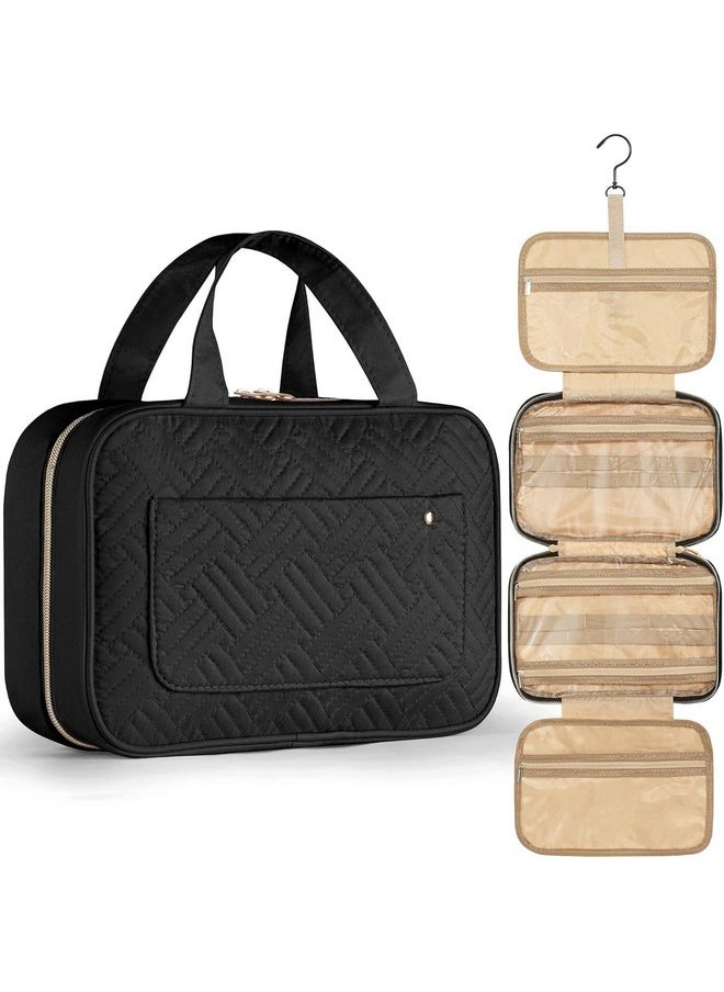 INOVERA (LABEL) INOVERA (LABEL) Toiletry Bag For Travel - Foldable Cosmetic Makeup Accessories Bags - Hanging Toiletries Storage Organizer Kit, 8.5 Cm, One Size, Black  - Image 1