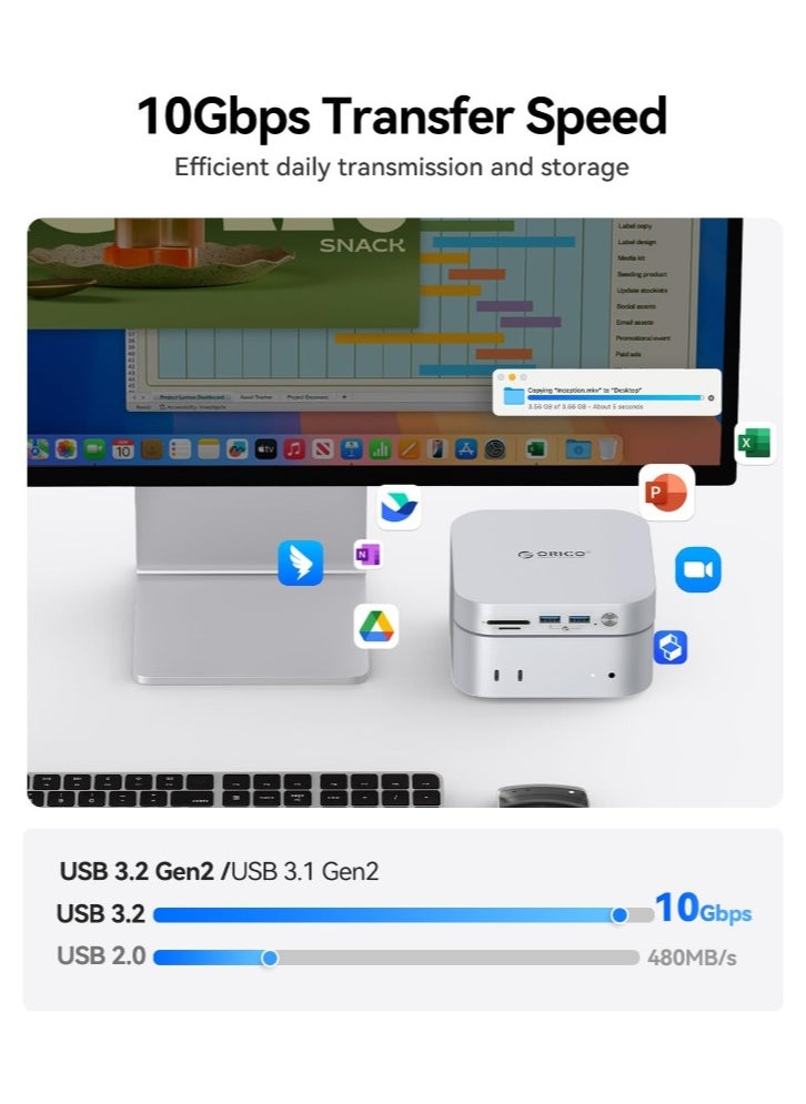 Orico - ORICO MiniLink SSD Docking Station – High-Speed Dock with SSD Storage for Mac Mini 2024 (Up to 3000MB/s Read Speed) - Image 1