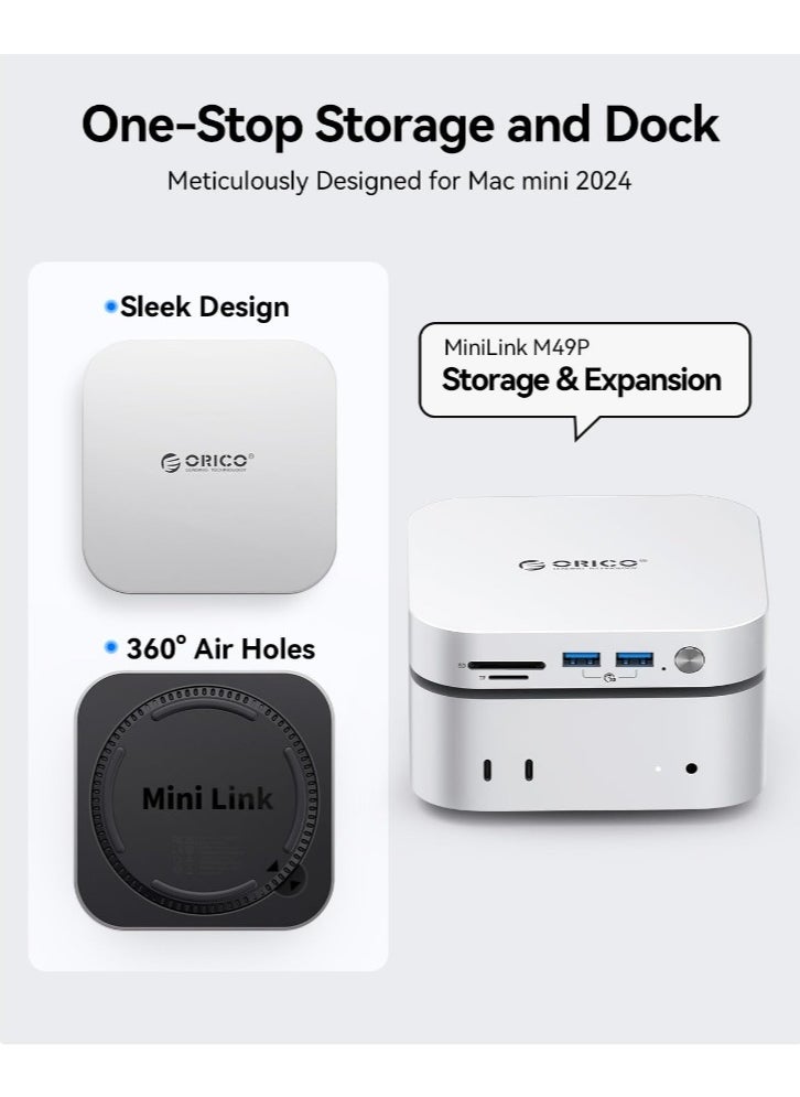 Orico - ORICO MiniLink SSD Docking Station – High-Speed Dock with SSD Storage for Mac Mini 2024 (Up to 3000MB/s Read Speed) - Image 1