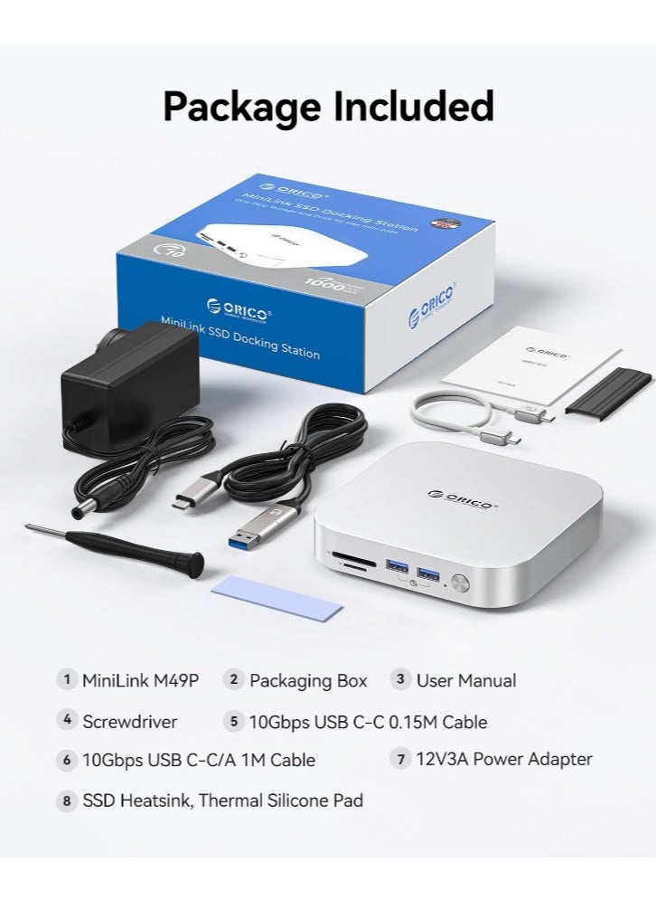 Orico - ORICO MiniLink SSD Docking Station – High-Speed Dock with SSD Storage for Mac Mini 2024 (Up to 3000MB/s Read Speed) - Image 1