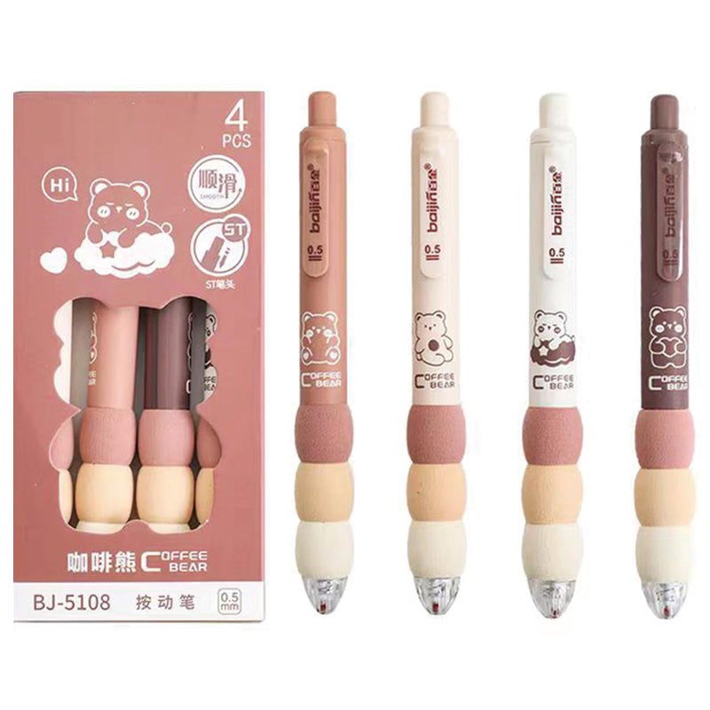 MOZXIRZ 4 Pcs Cute Gel Pens Aesthetic Retractable Pens Blue Soft Grip Pen 0.5mm Black Ink Pen Kawaii Office School Pens Supplies for Girls Boys Women Men (Blue Sky) - Image 1
