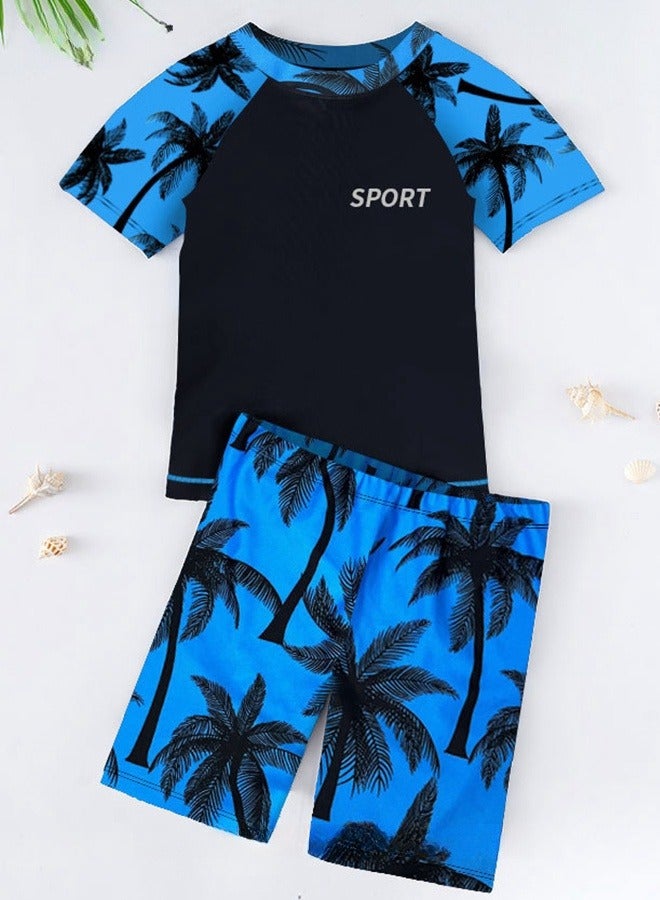 Generic 2 Piece Boys Swimsuit Swimming Trunks Set Toddler Kids Training Quick Dry Swimwear Children Short Sleeves Clothing Beachwear Split Bathing Suit for Summer  - Image 3