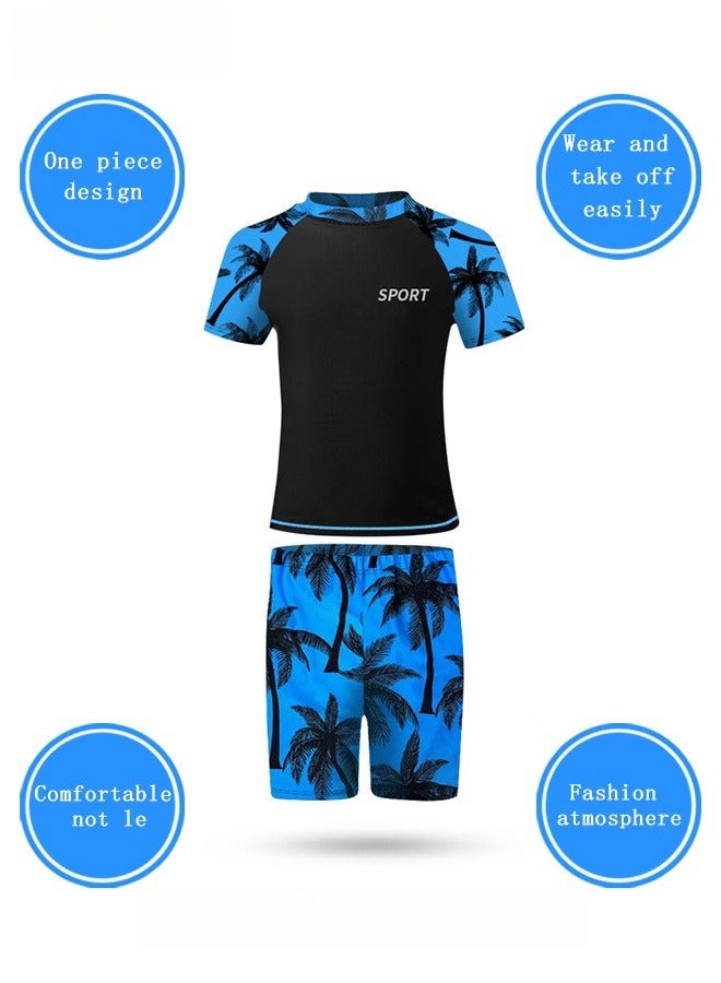Generic 2 Piece Boys Swimsuit Swimming Trunks Set Toddler Kids Training Quick Dry Swimwear Children Short Sleeves Clothing Beachwear Split Bathing Suit for Summer  - Image 5