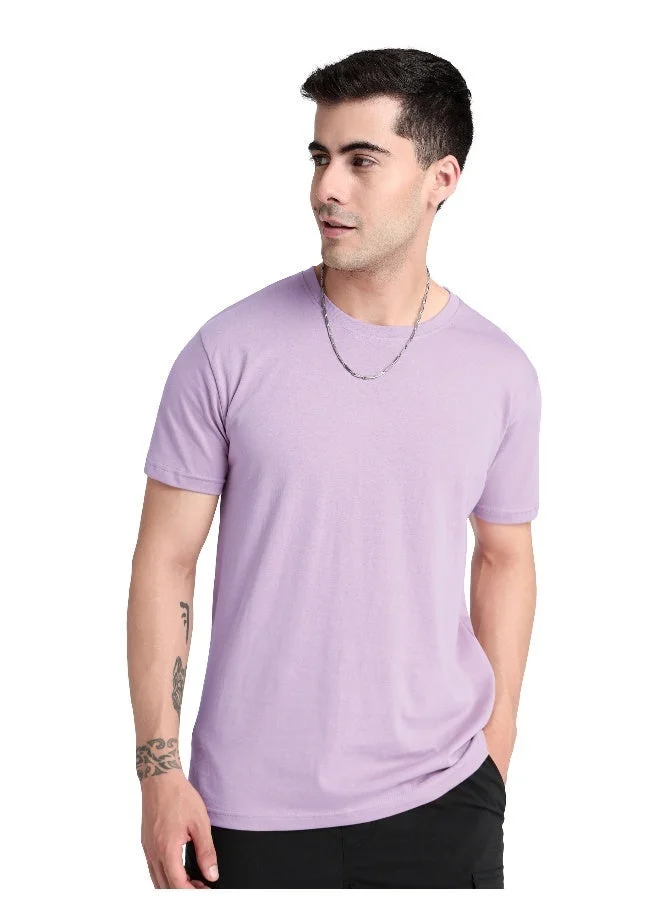 Beyoung Lilac Plain T-shirt For Men