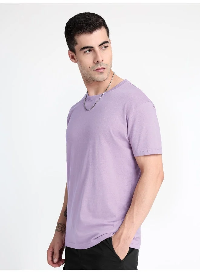 Beyoung Lilac Plain T-shirt For Men