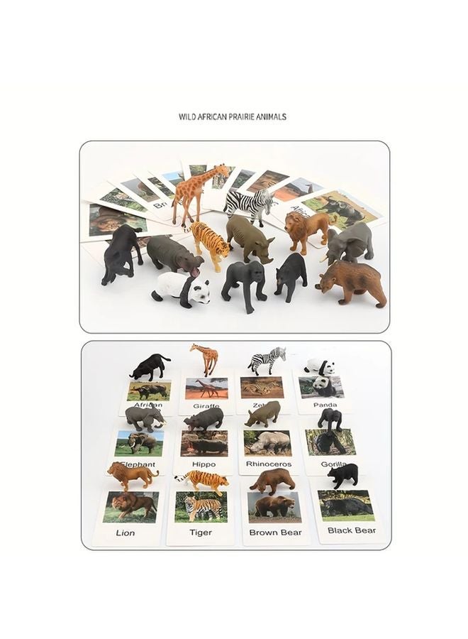 Wild Animals Matching Cards Language Learning Flashcards Earthy Yellow Plastic - Image 1