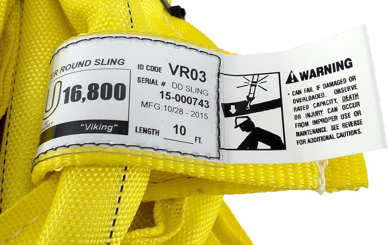 Chenango Supply VR3 Yellow Round Sling, 10 ft – USA-Made, 8,400 lb Vertical, 6,720 lb Choker, 16,800 lb Basket – Double-Ply Cover Endless Poly Rigging Sling for Lifting & Material Handling - Image 2