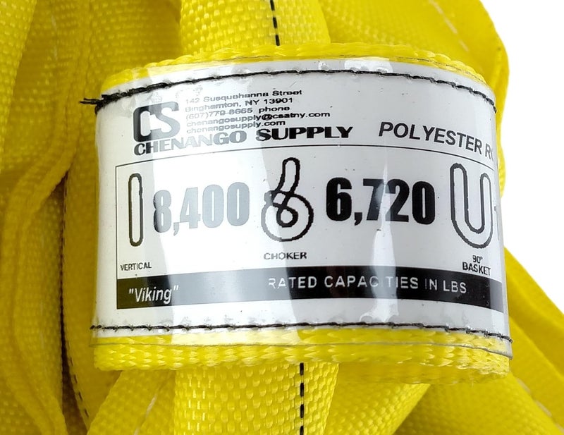 Chenango Supply VR3 Yellow Round Sling, 10 ft – USA-Made, 8,400 lb Vertical, 6,720 lb Choker, 16,800 lb Basket – Double-Ply Cover Endless Poly Rigging Sling for Lifting & Material Handling - Image 3