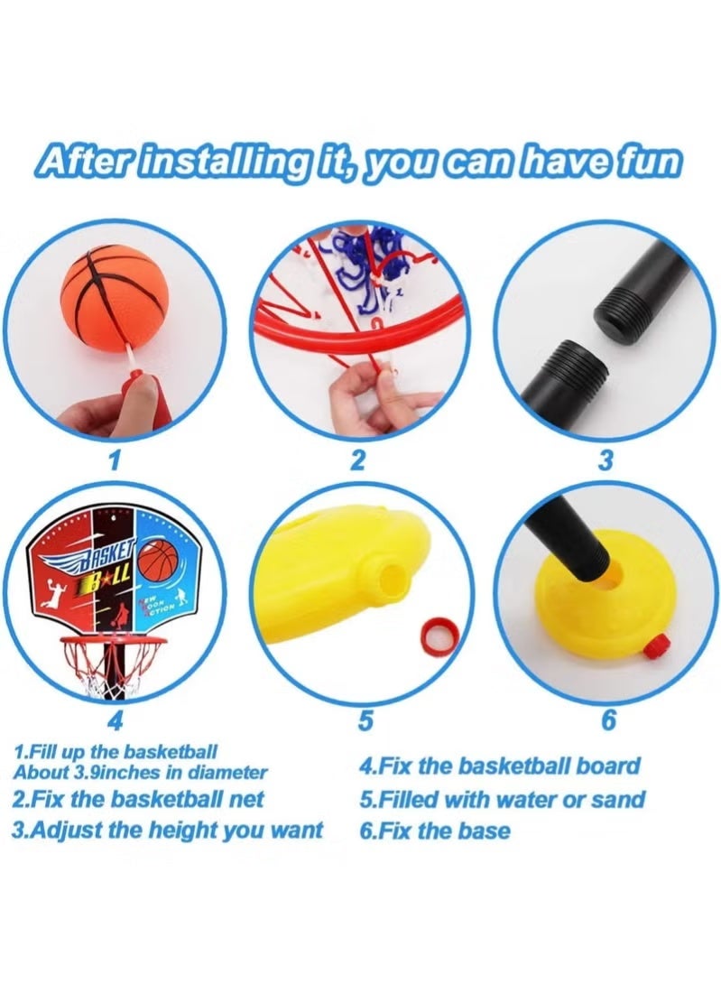 Children'S Basketball Hoop With Ball And Pump – Colorful Sports Design – Adjustable Height - Image 2
