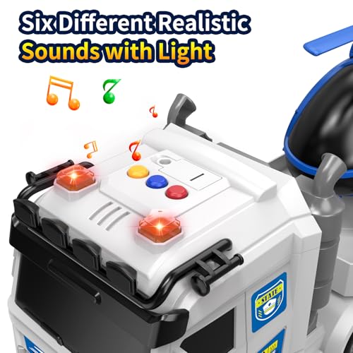 DWIRCTOYS Kids Toys for Ages 3 4 5 6 7 8 Years Old Boys 25 Large Police Semi Truck with Helicopter Race Car Friction Powered Vehicle with Lights SoundsBirthday Gift for Boys Girls - Image 5