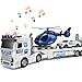 DWIRCTOYS Kids Toys for Ages 3 4 5 6 7 8 Years Old Boys 25 Large Police Semi Truck with Helicopter Race Car Friction Powered Vehicle with Lights SoundsBirthday Gift for Boys Girls - Image 2