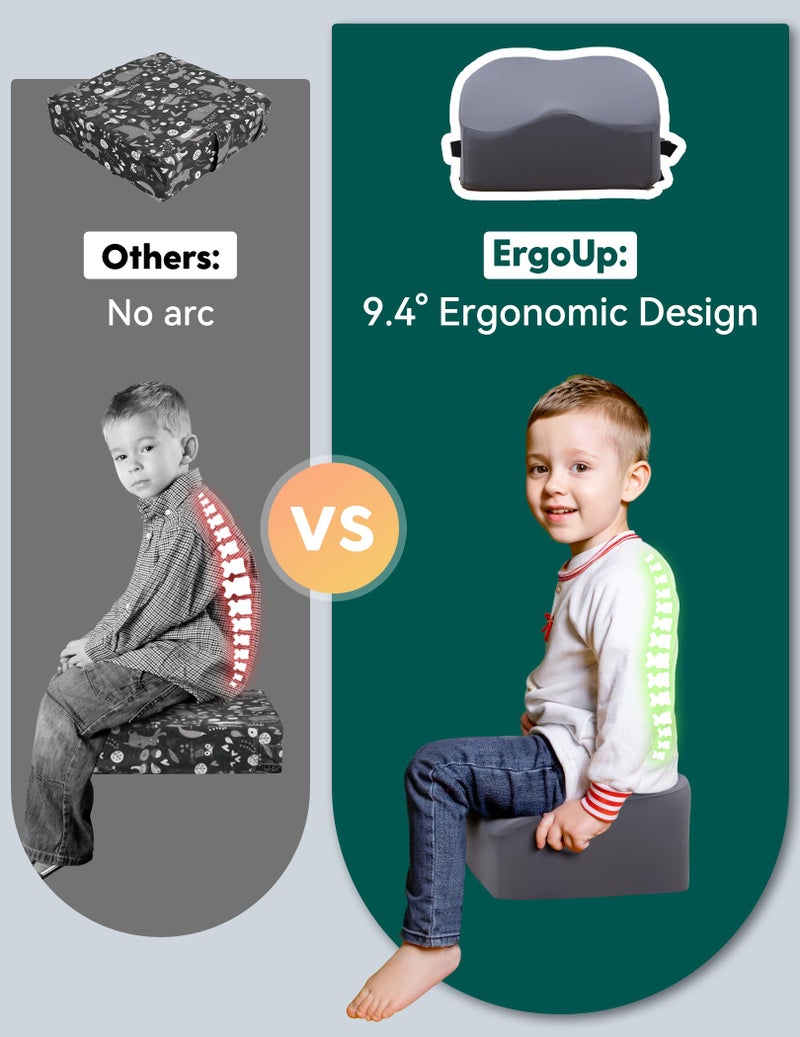 Babelio Ergo-Designed Booster Seat for Kitchen Chair, Promote Proper Upright Posture, Toddler Booster Seat for Dining Table, Removable & Washable Cover, Suitable for 18 Months to 5 Years, Dark Grey - Image 2