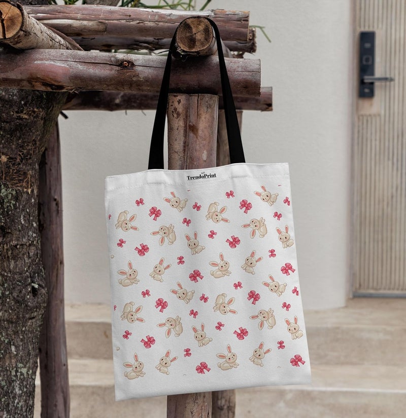 TrendoPrint Canvas White Tote Bags for Women with Zip 15Kgs Capacity, College Bag for Girls, 100% Organic Cotton Tote Bag for Shopping, Travel &Beach - Image 4