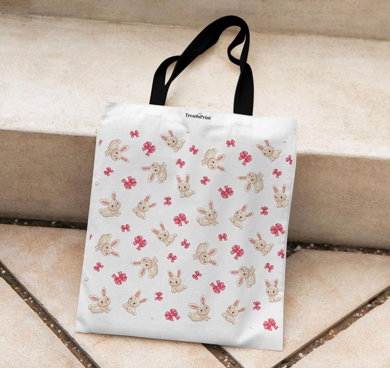 TrendoPrint Canvas White Tote Bags for Women with Zip 15Kgs Capacity, College Bag for Girls, 100% Organic Cotton Tote Bag for Shopping, Travel &Beach - Image 3