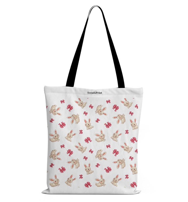 TrendoPrint Canvas White Tote Bags for Women with Zip 15Kgs Capacity, College Bag for Girls, 100% Organic Cotton Tote Bag for Shopping, Travel &Beach - Image 1