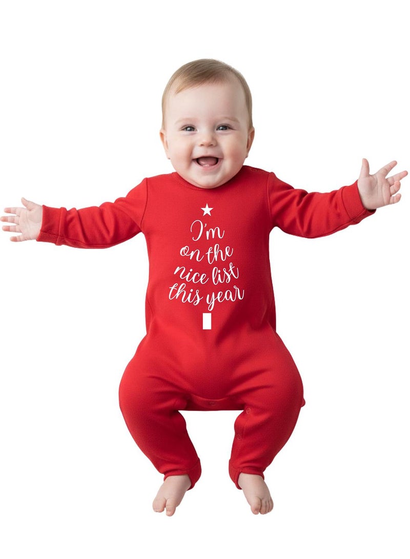 babyqlo I’m On The Nice List Red Christmas Romper - Image 3