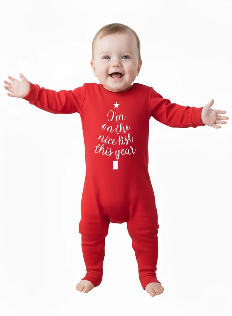 babyqlo I’m On The Nice List Red Christmas Romper