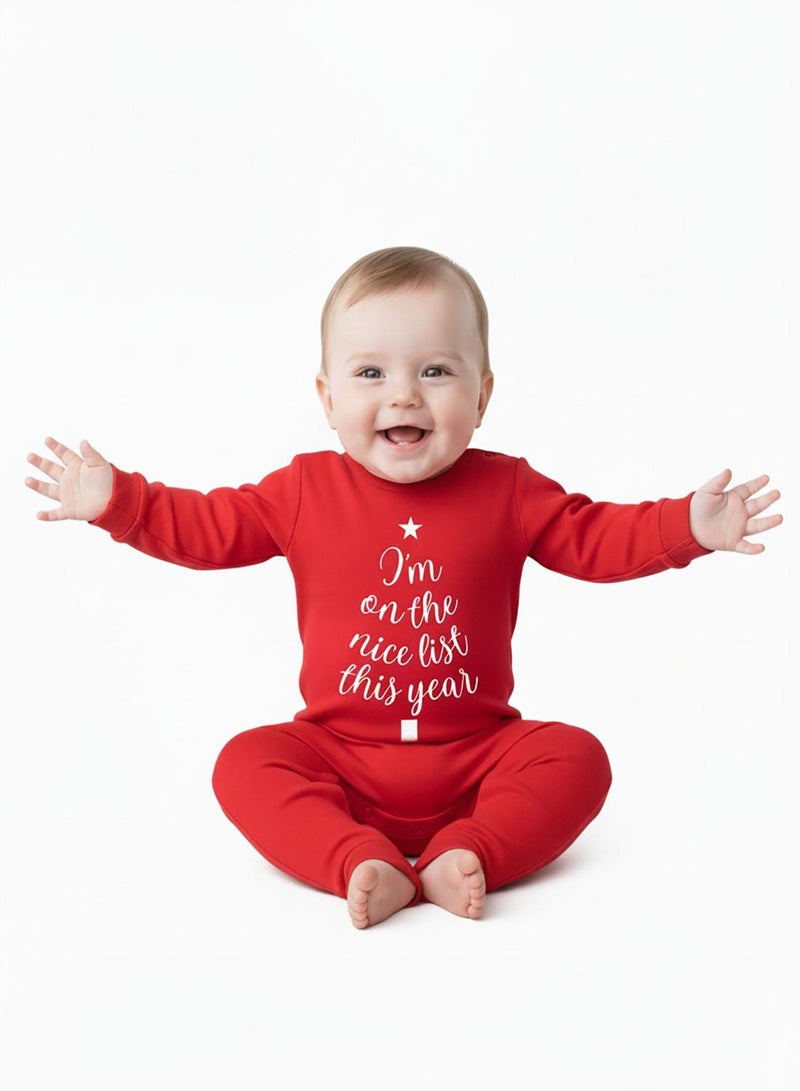 babyqlo I’m On The Nice List Red Christmas Romper - Image 1