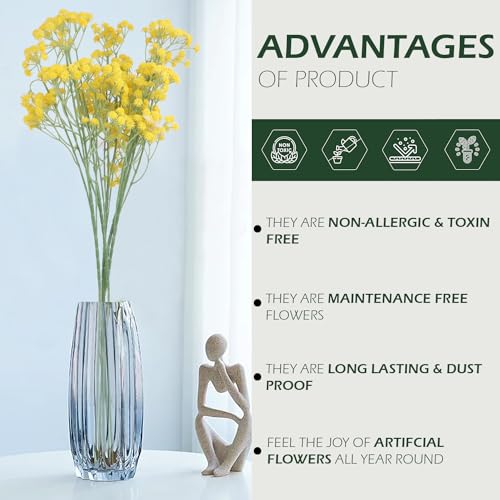 HOMEVERSE 05 Pcs Baby Breath/Gypsophila Artificial Fake Silk Plants Wedding Party Decoration Real Touch Flowers DIY Home Garden(Yellow-05) - Image 2