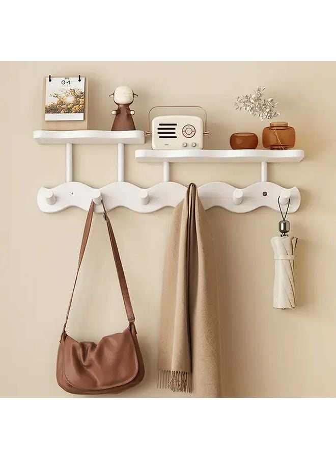 Tawny Wall Mounted Coat Rack With 6 Hooks Multifunctional Entryway Storage Shelf - Image 5