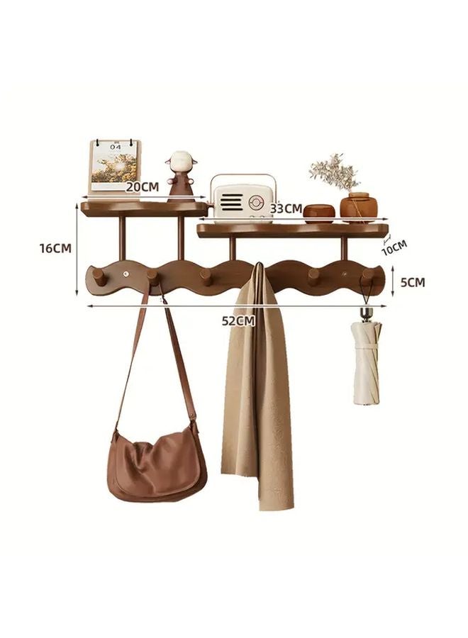 Tawny Wall Mounted Coat Rack With 6 Hooks Multifunctional Entryway Storage Shelf - Image 4