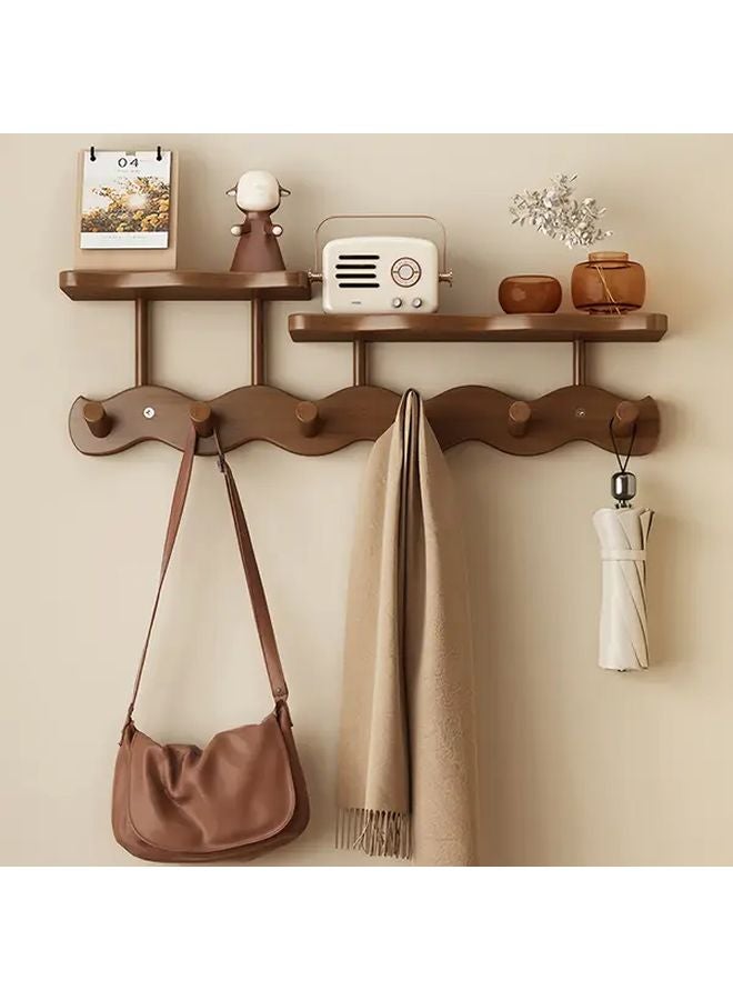 Tawny Wall Mounted Coat Rack With 6 Hooks Multifunctional Entryway Storage Shelf - Image 1