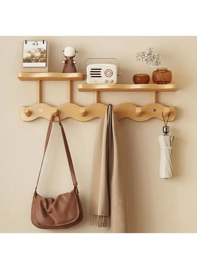 Tawny Wall Mounted Coat Rack With 6 Hooks Multifunctional Entryway Storage Shelf - Image 2
