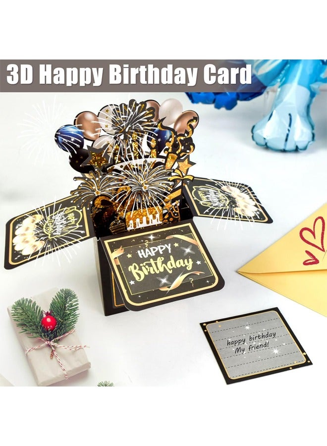 Generic Surprise Pop Up Happy Birthday Card, Cute 3D Birthday Card for Adults and Kids, with Envelope, Uniquely Designed Handmade Foldable Greeting Card for Daughter, Son, Mom, Dad, Friends (Black) Pop-up birthday cards carry your wishes and thoughts (powerless).  - Image 1