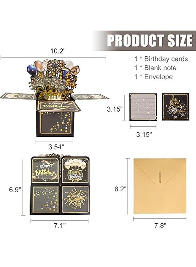 Generic Surprise Pop Up Happy Birthday Card, Cute 3D Birthday Card for Adults and Kids, with Envelope, Uniquely Designed Handmade Foldable Greeting Card for Daughter, Son, Mom, Dad, Friends (Black) Pop-up birthday cards carry your wishes and thoughts (powerless).  - Image 2