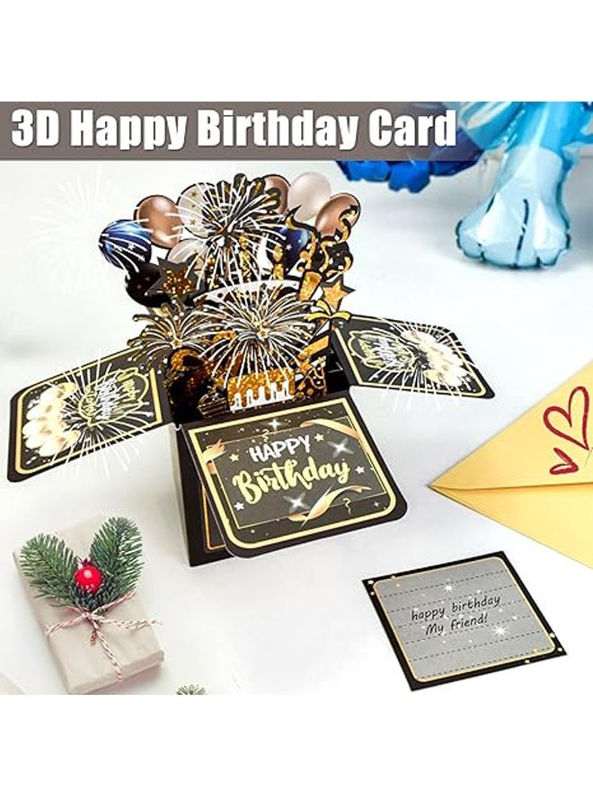 Generic Surprise Pop Up Happy Birthday Card, Cute 3D Birthday Card for Adults and Kids, with Envelope, Uniquely Designed Handmade Foldable Greeting Card for Daughter, Son, Mom, Dad, Friends (Black) Pop-up birthday cards carry your wishes and thoughts (powerless).  - Image 3