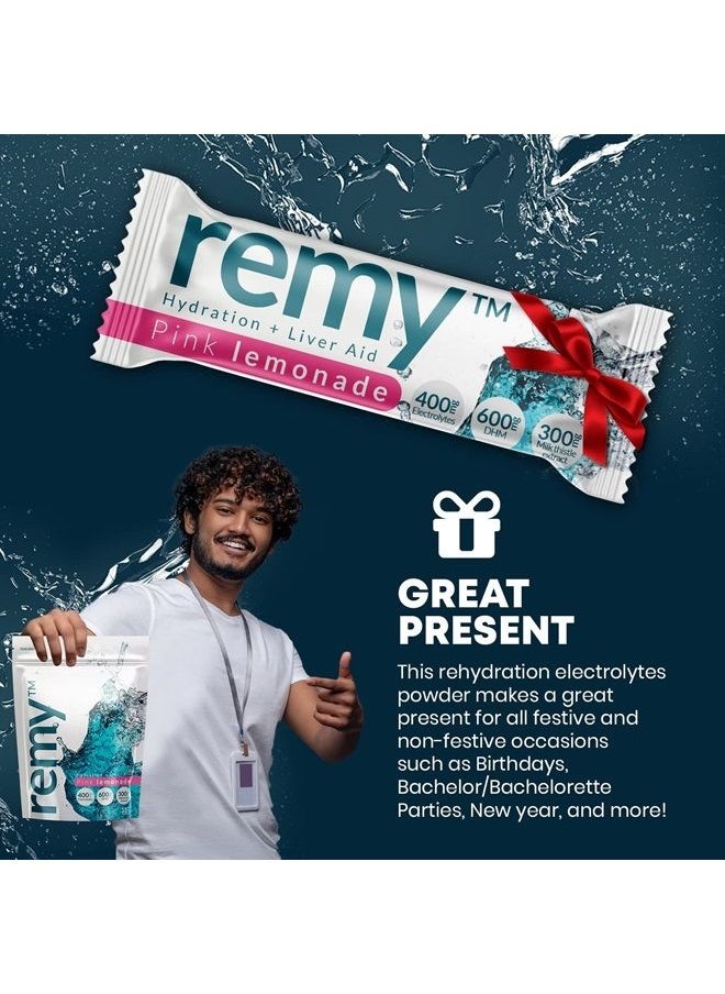 Remy - Hydration + Liver Aid - 15 Electrolyte Powder Packets – Hangover Relief – DHM, Milk Thistle, White Willow Bark, Vitamin B - for Better Mornings - Image 1