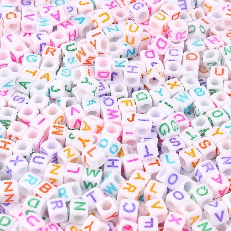 Nitopupu Acrylic Letter Beads Alphabet Colorful Letter White Cube Beads For Friendship Bracelets And Gifts Souvenir Jewelry Making(6 * 6Mm Cube  900Pcs) - Image 1