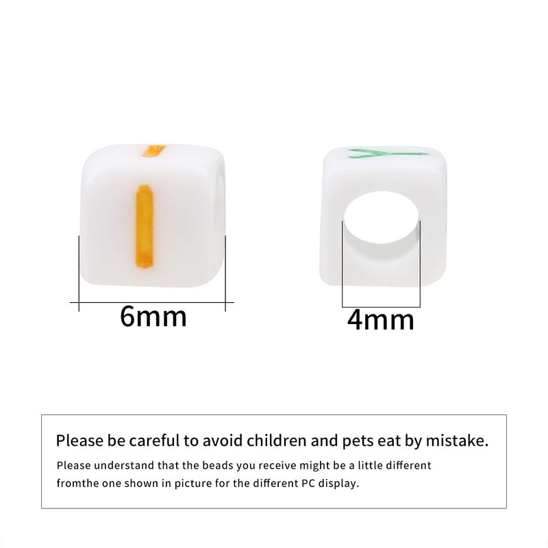 Nitopupu Acrylic Letter Beads Alphabet Colorful Letter White Cube Beads For Friendship Bracelets And Gifts Souvenir Jewelry Making(6 * 6Mm Cube  900Pcs) - Image 4