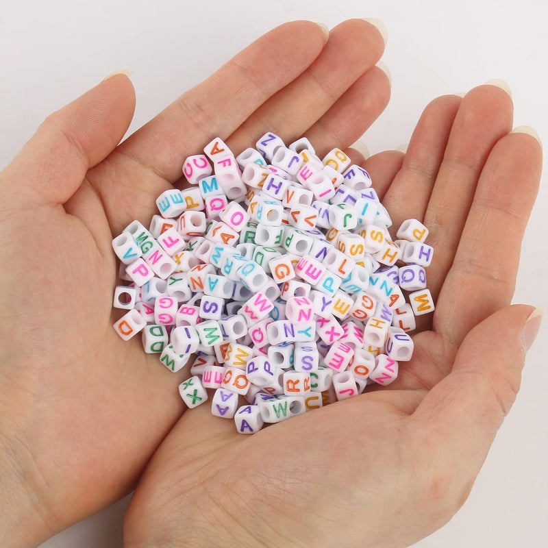 Nitopupu Acrylic Letter Beads Alphabet Colorful Letter White Cube Beads For Friendship Bracelets And Gifts Souvenir Jewelry Making(6 * 6Mm Cube  900Pcs) - Image 2
