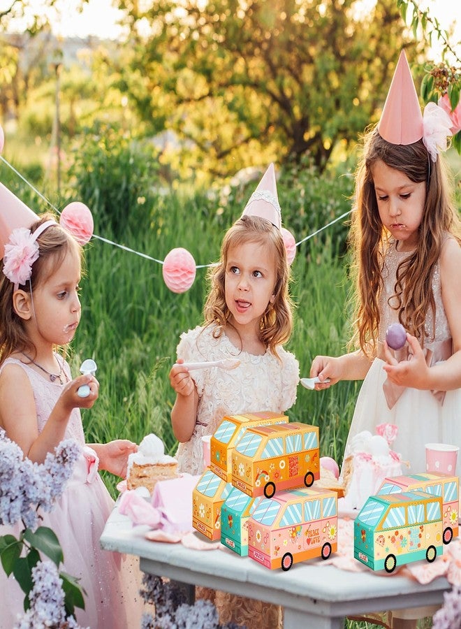 تيكيونايت مجموعة تيك يونايت المكونة من 24 صندوق هدايا حفلات مميزة، تتضمن زينة مركزية لحفلات أعياد الميلاد على طراز الهيبي، وشعارات السلام، وأزهار الأقحوان، وقوس قزح، ومستلزمات تزيين حفلات أعياد الميلاد بأسلوب بوهو هيبي. - Image 5