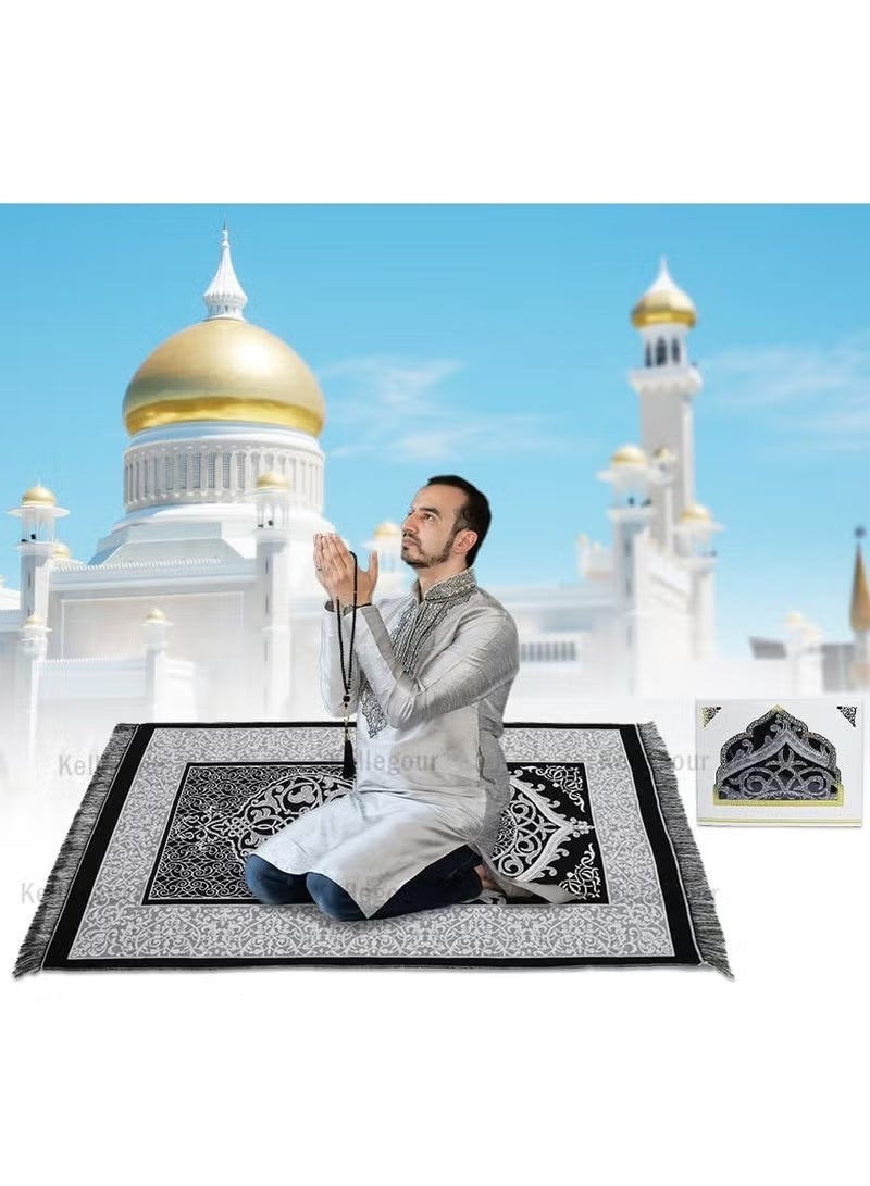 أرام سجادة صلاة مع خرزات صلاة، سجادة صلاة ناعمة مع صندوق هدايا مربع أنيق، للرجال والنساء والأطفال الذين يصلون  - Image 3