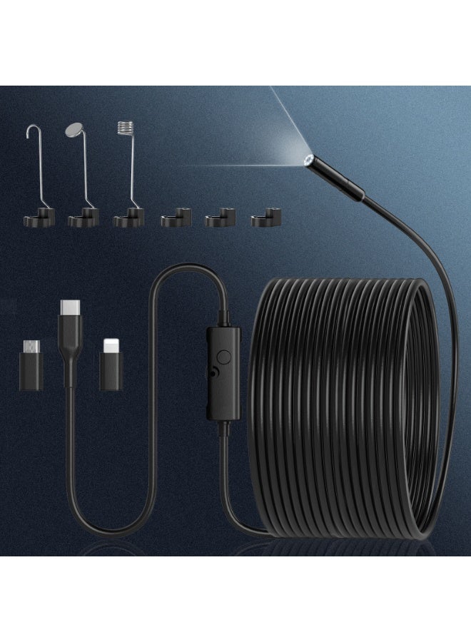 1920P HD Industrial Borescope with 10m Semi-Rigid Snake Cable, IP67 Waterproof Endoscope Camera, 8 Adjustable LED Lights for Deep Pipe and Duct Inspection - Image 3