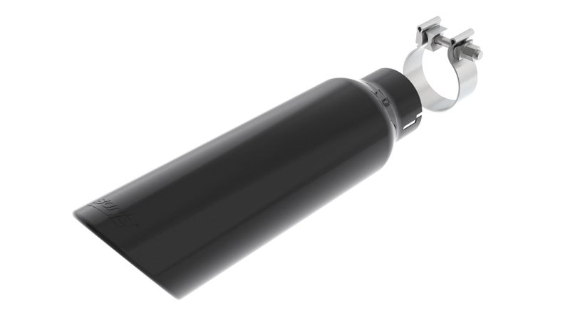 Borla بورلا 20162 طرف عادم أداء عالمي 2.75" مدخل فردي / 4" دائري مقطوع بزاوية مخرج فردي 14" طويل كروم أسود على تصميم مثبت من الفولاذ المقاوم للصدأ T-304 مع مشبك متضمن - Image 2