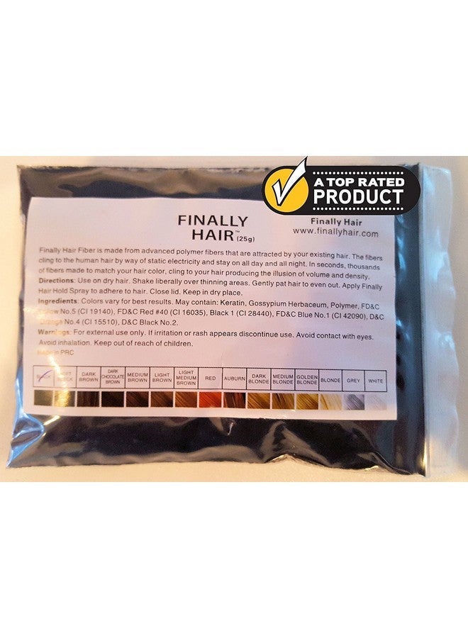 Finally Hair Hair Building Fibers Medium Brown 25 Grams Refill Your Existing Bottle. Highest Grade Fiber By Finally Hair - Image 1