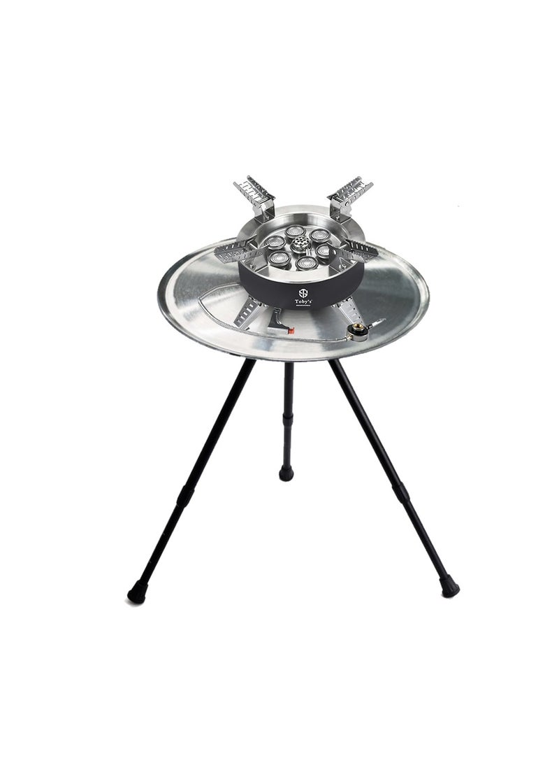 Toby's Toby’s 18000W Titanium Alloy Portable Camping Stove with Piezo Ignition & Lightweight Adjustable Folding Table Combo for Outdoor Cooking, Hiking, and Picnics - Image 1