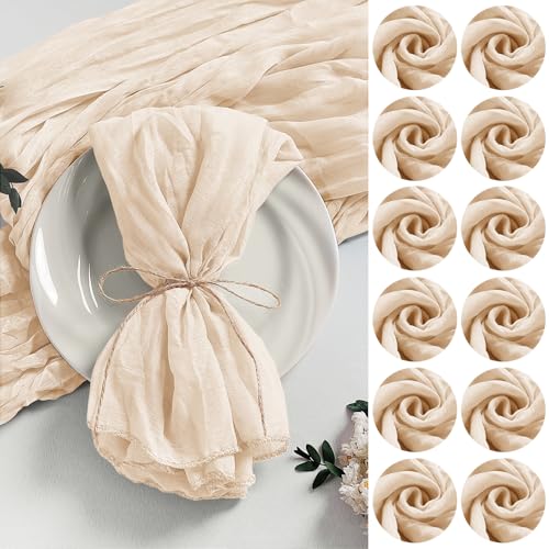 LZY 120 Pack Gauze Cheesecloth Napkins 20x20 Inch Dinner Cloth Napkins, Soft Boho Table Napkins Rustic Wrinkled Cheese Cloth Napkins Bulk for Wedding Party Baby Shower Event Decor (Ivory) - Image 1