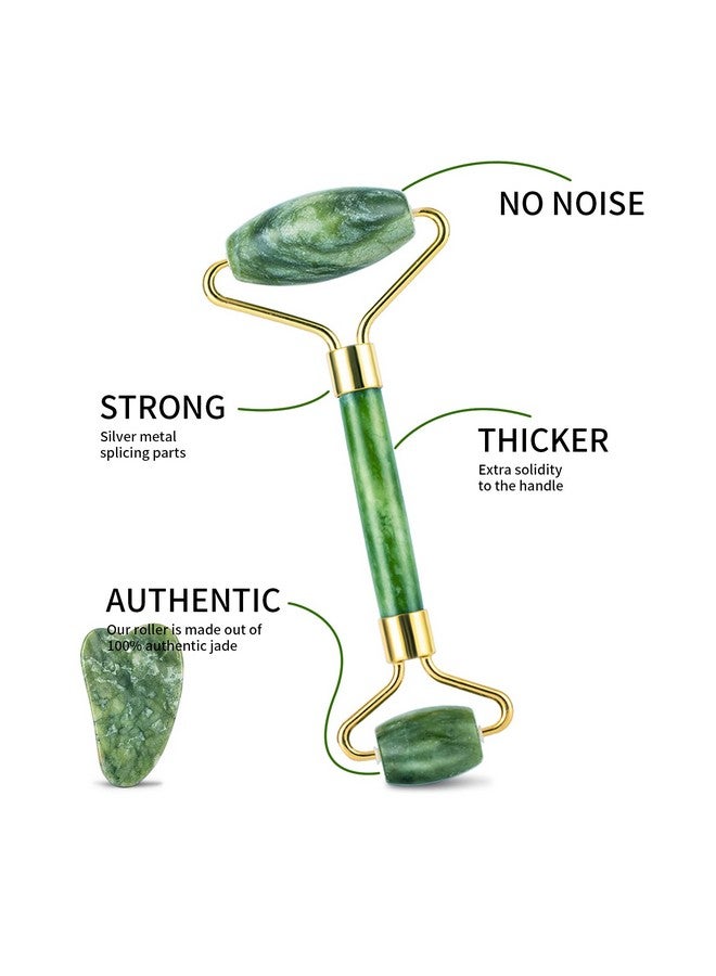 BFASU Facial Roller Set Of 3 Ice Roller Twosided Jade Roller And Gua Sha Massage Tool Rolling Tool For Facial Beauty And Body Massage Helps Reduce Puffyskin Care Gifts (Green) - Image 2