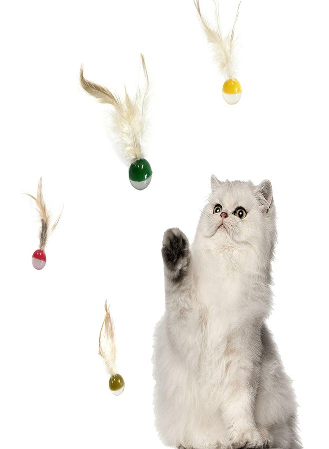 ZLMC Fruit-Shaped 4-Pack Cat Ball Toy with Natural Feathers, Feather Cat Toy for Indoor Cats and Playful Kittens, Fun Exercise & Play - Image 4