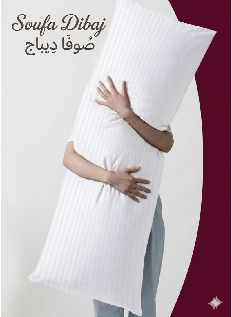 صوفة ديباج 1 قطع | مخده نوم طويلة سادة من مايكروفايبر - أبيض 150x50سم - Image 3