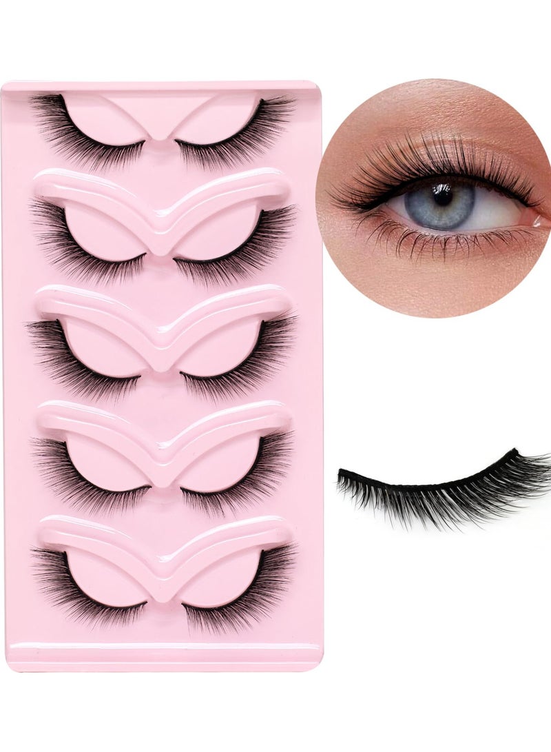 SYOSI 5 Pairs Fox Eye Lashes Wispy, Cat Eye False Eyelashes with Thick Curls and Multi-Layered Eyelashes to Lengthen 3D Eyelashes, Faux Mink Lashes Pack, Fake Lashes - Image 2