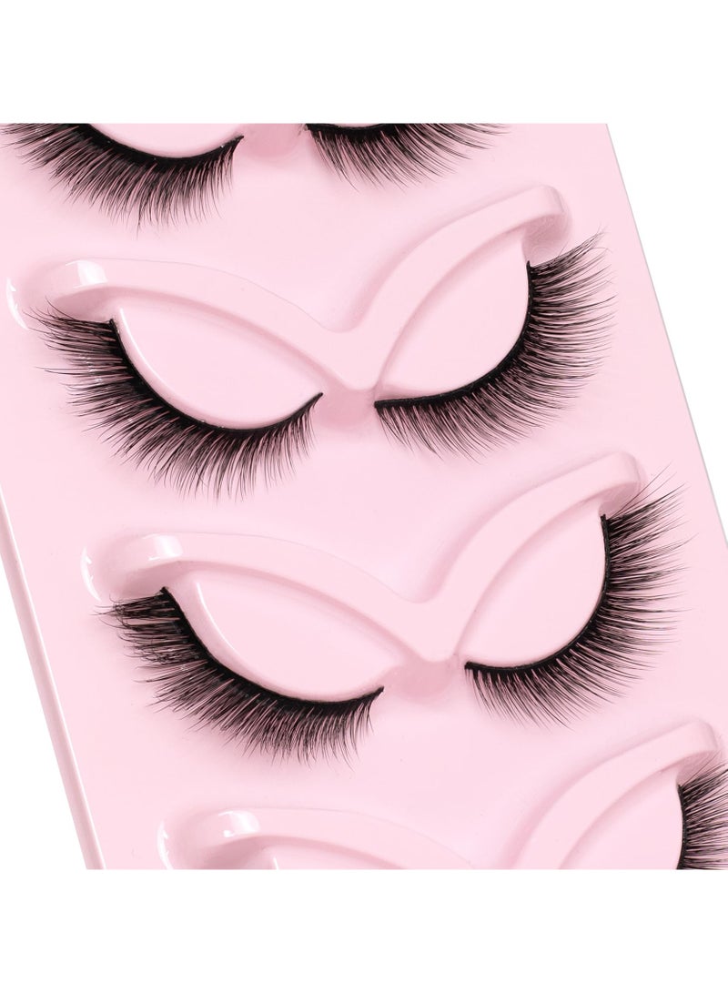 SYOSI 5 Pairs Fox Eye Lashes Wispy, Cat Eye False Eyelashes with Thick Curls and Multi-Layered Eyelashes to Lengthen 3D Eyelashes, Faux Mink Lashes Pack, Fake Lashes - Image 5