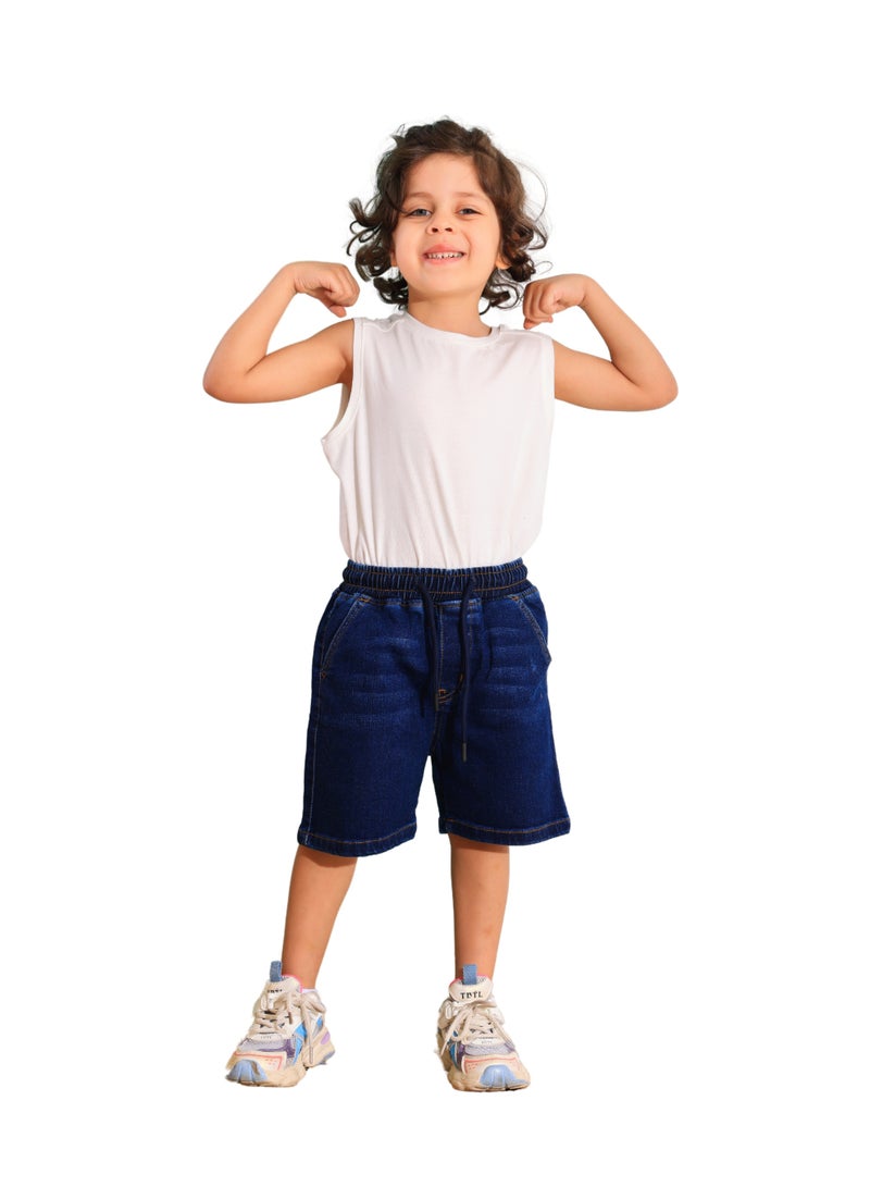 JBS DENIM Boys' navy blue denim shorts - Image 1