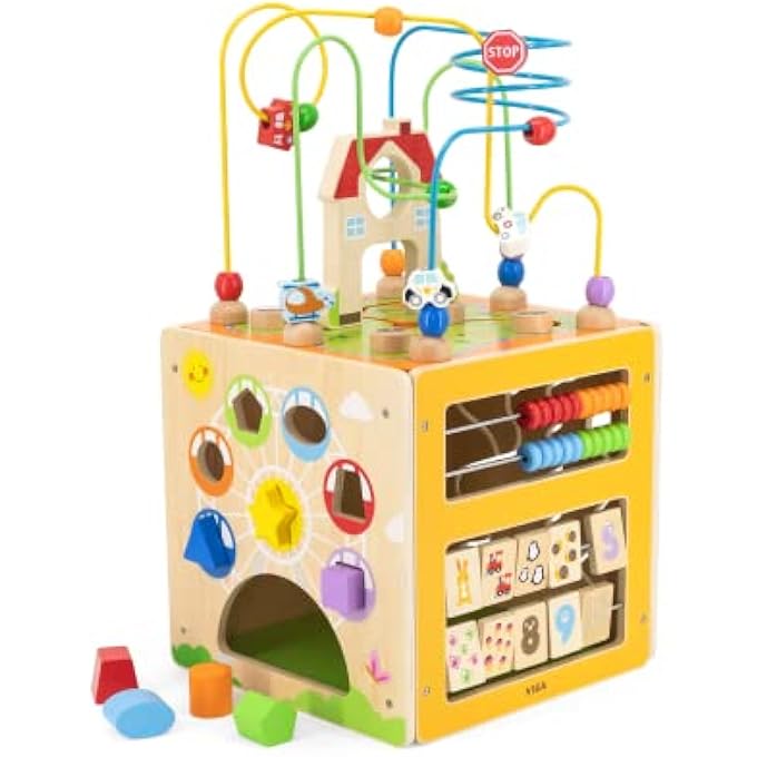 WOODEN 5-IN-1 TOY BOX FOR KIDS AGES 18+ MONTHS - Image 1